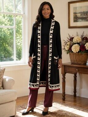 Cap Greek Key Pattern Duster- Size S-M